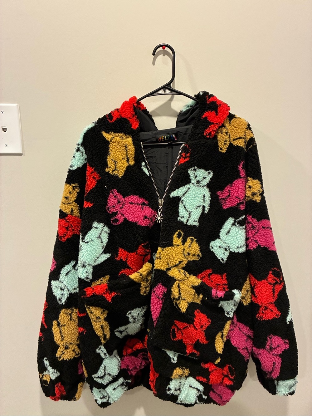 Women’s Plush Teddy Zip-Up Hoodie - Multicolor